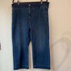 J. Crew Factory Women's Relaxed Fit Dark Blue Wide Leg Denim Cropped Pants 33P